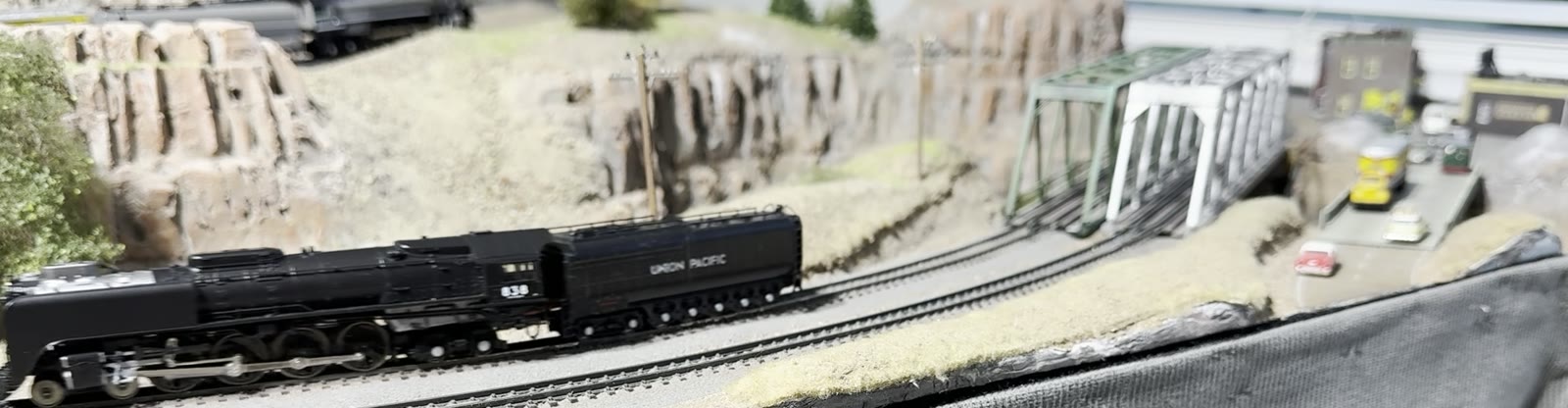 Train winding through an alpine forest