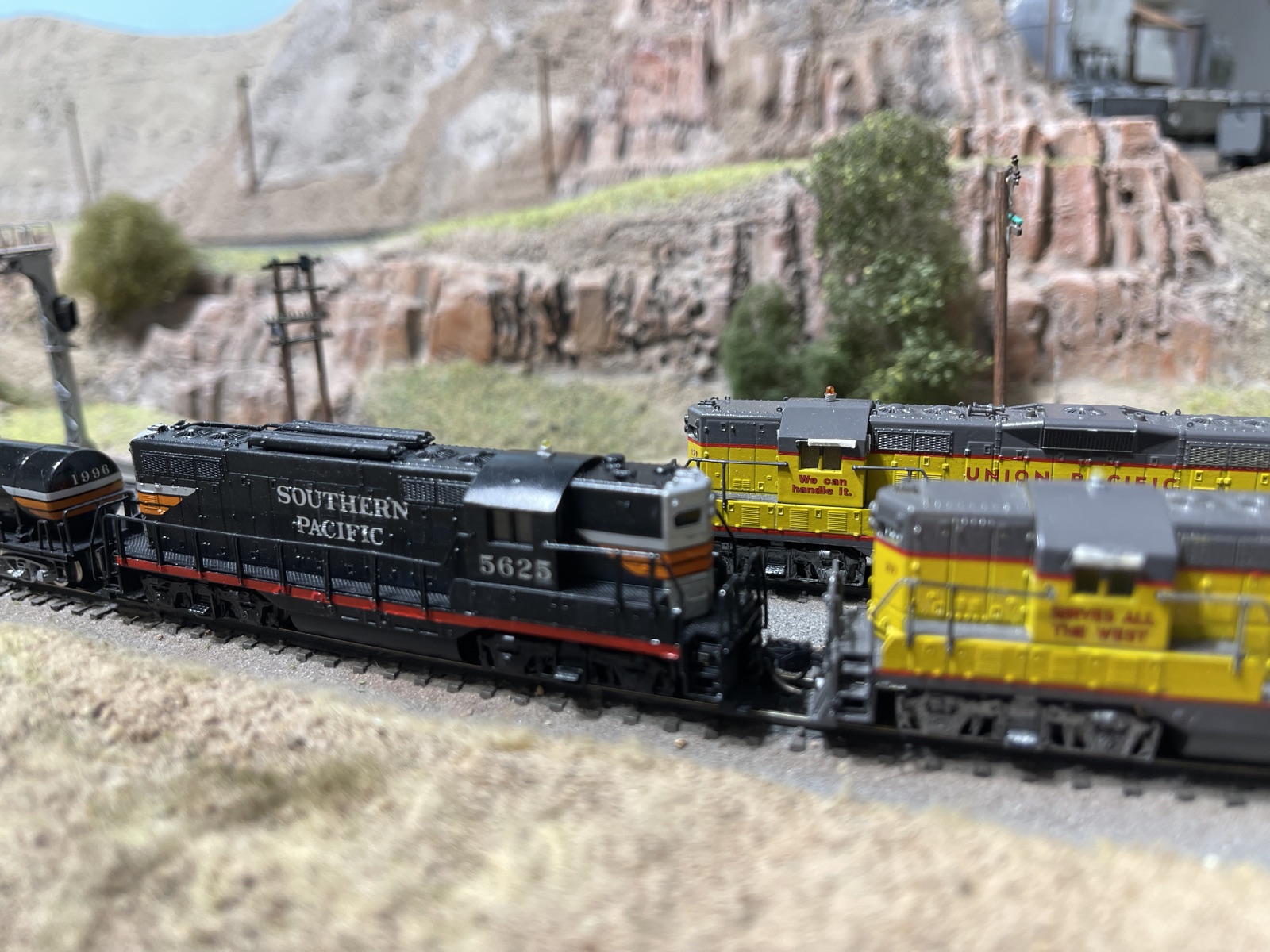 Union Pacific diesels crossing the high desert